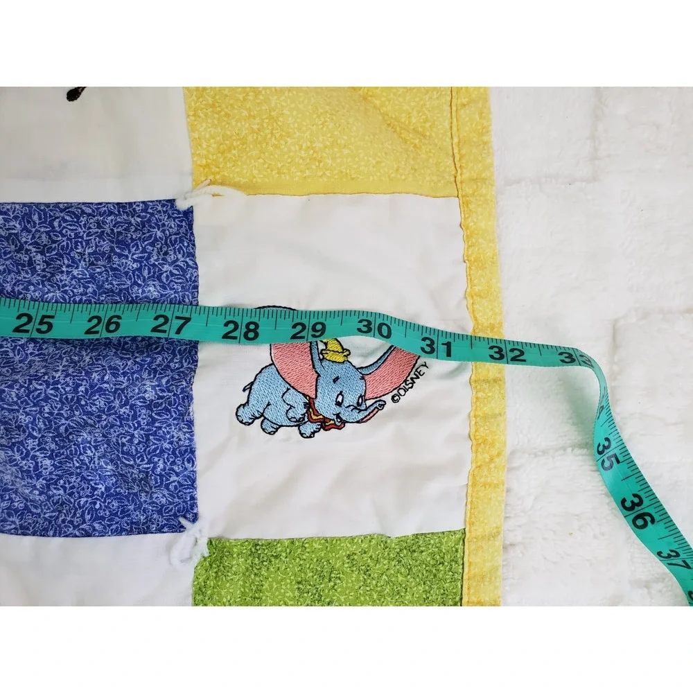 Vintage Disney Baby Crib Quilt Embroidered Cottagecore 37x32